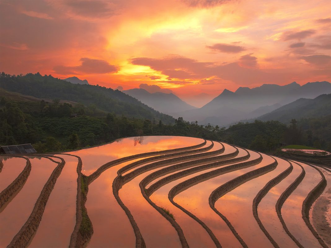 Ruộng bậc thang Sa Pa vào mùa nước đổ hiện lên như những tấm gương khổng lồ giữa núi rừng Tây Bắc