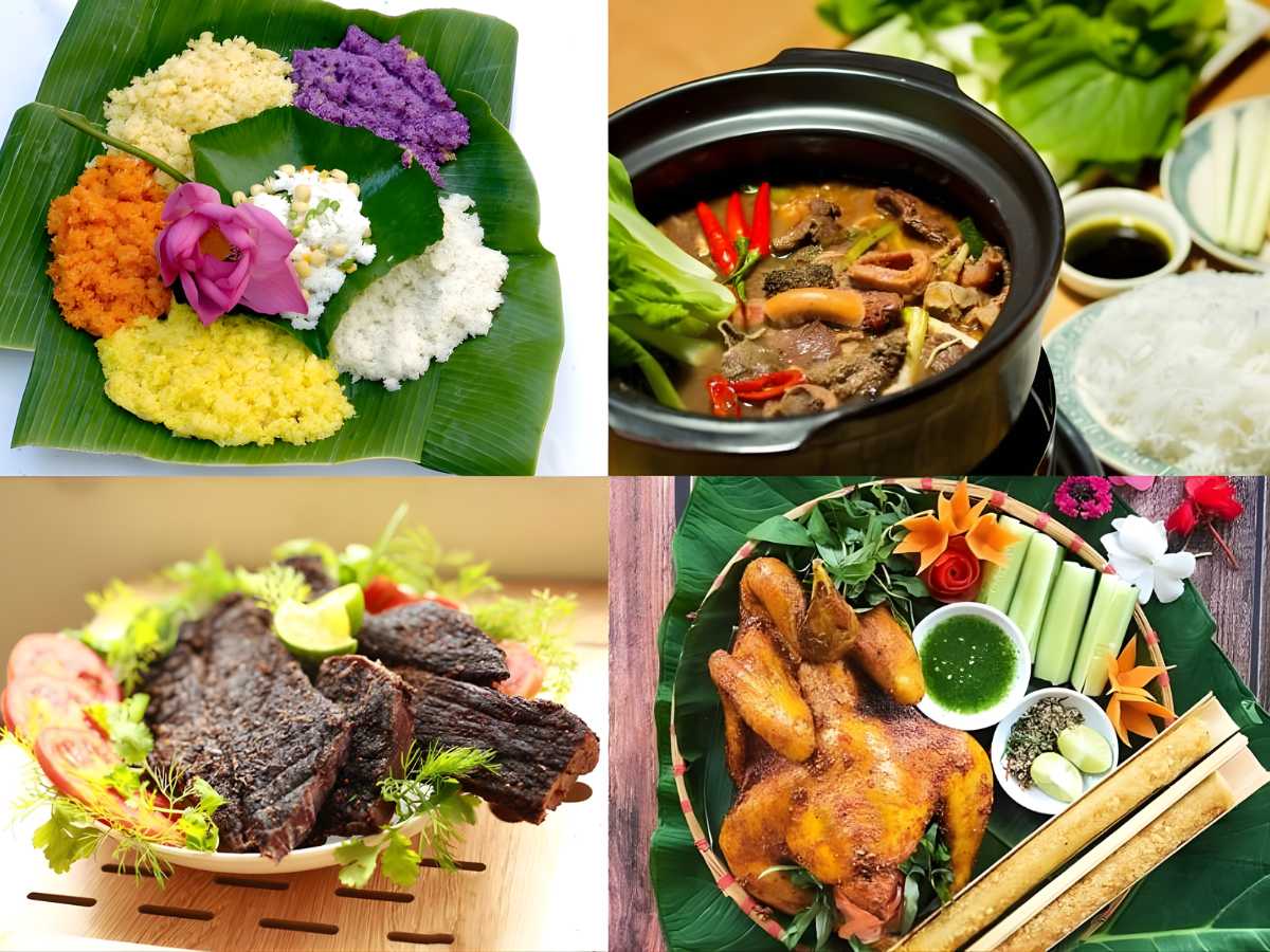 Thưởng thức ẩm thực tại Sa Pa được ảnh hưởng bởi văn hóa núi rừng với các món như cá hồi, cá tầm, thắng cố và thịt trâu gác bếp.