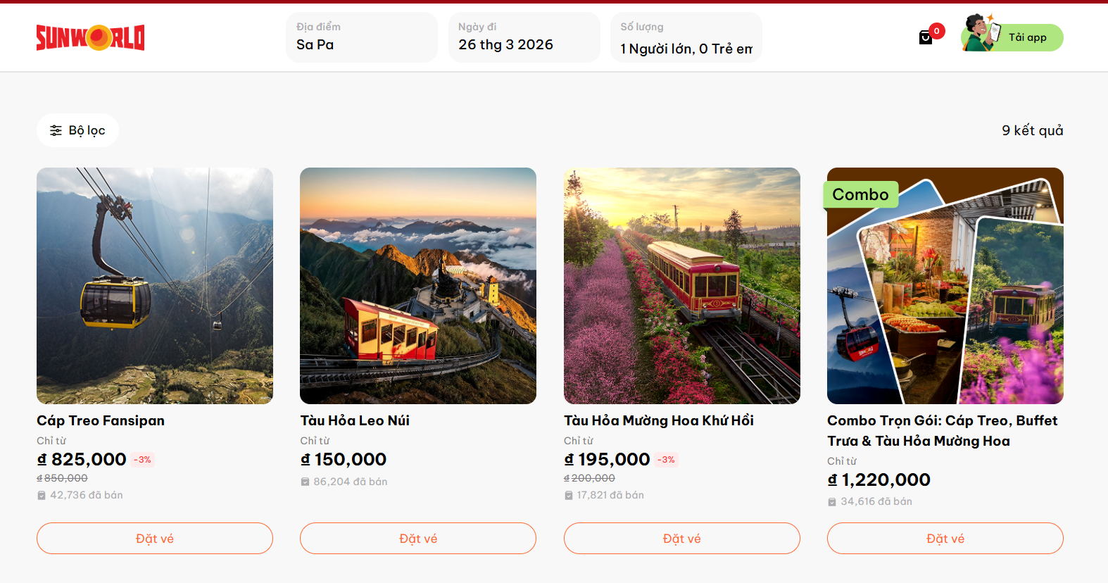 Du khách có thể đặt vé cáp treo Fansipan online nhanh chóng ngay tại website chính thức của khu du lịch