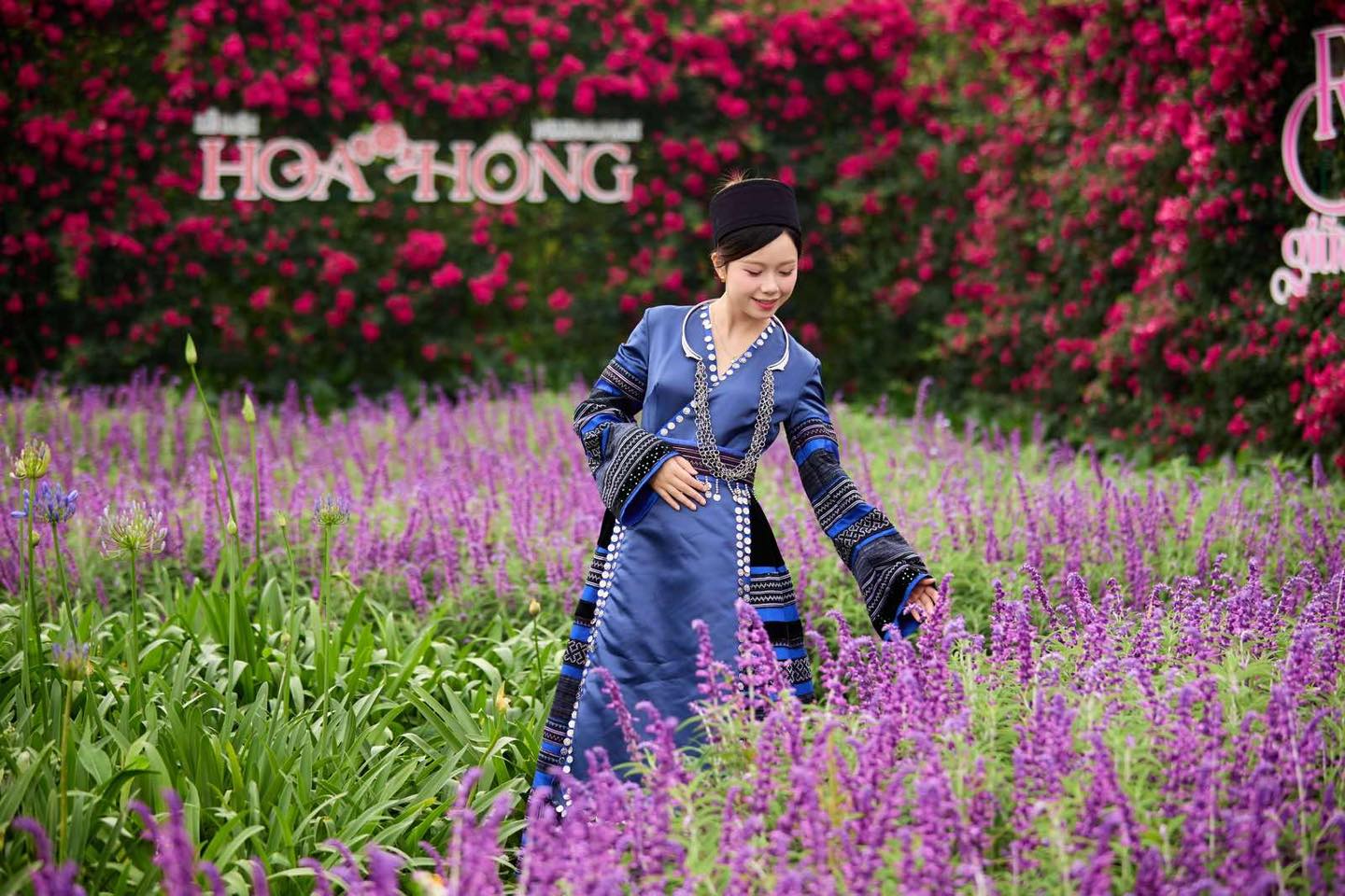 Du khách chụp những bức ảnh nên thơ tại thung lũng hoa hồng.