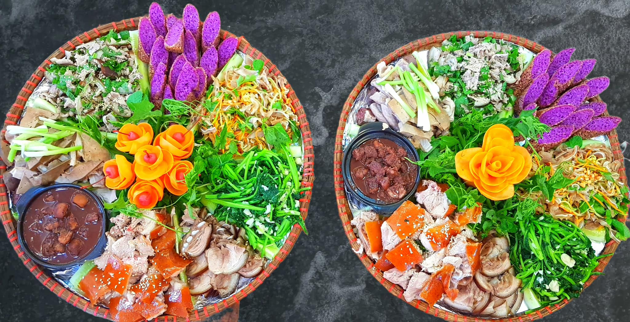Mẹt thịt lợn cắp nách đầy đặn tại nhà hàng Dũng Long
